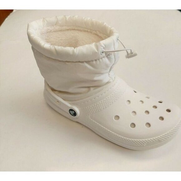 Crocs Classic Lined Neo Puff Slip On Boot Mens Size 9 Womens 11 White - Picture 1 of 8